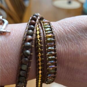 Two Apple Watch Brown and Gold Beaded Wrap Bracelets. Price includes both